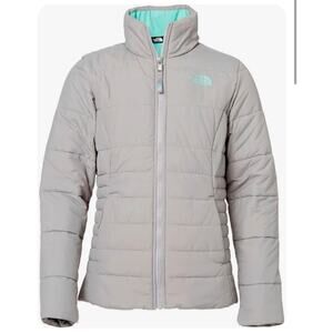 The North‎ Face Girls Full-Zip Puffer Down Jacket Gray Mint Green Medium (10/12)